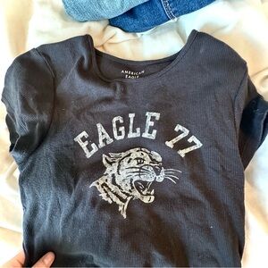 American Eagle Ribbed “Eagle 77” Graphic Tee – XS